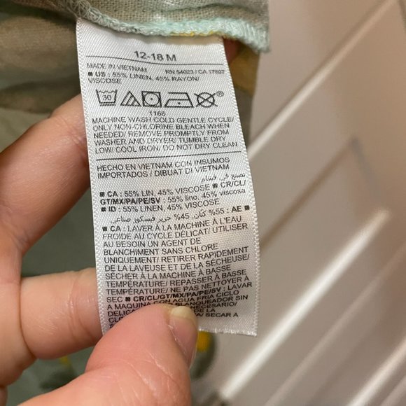 Old Navy Printed Short-Sleeve Linen-Blend Utility Romper for Baby 12-18M - Picture 5 of 6